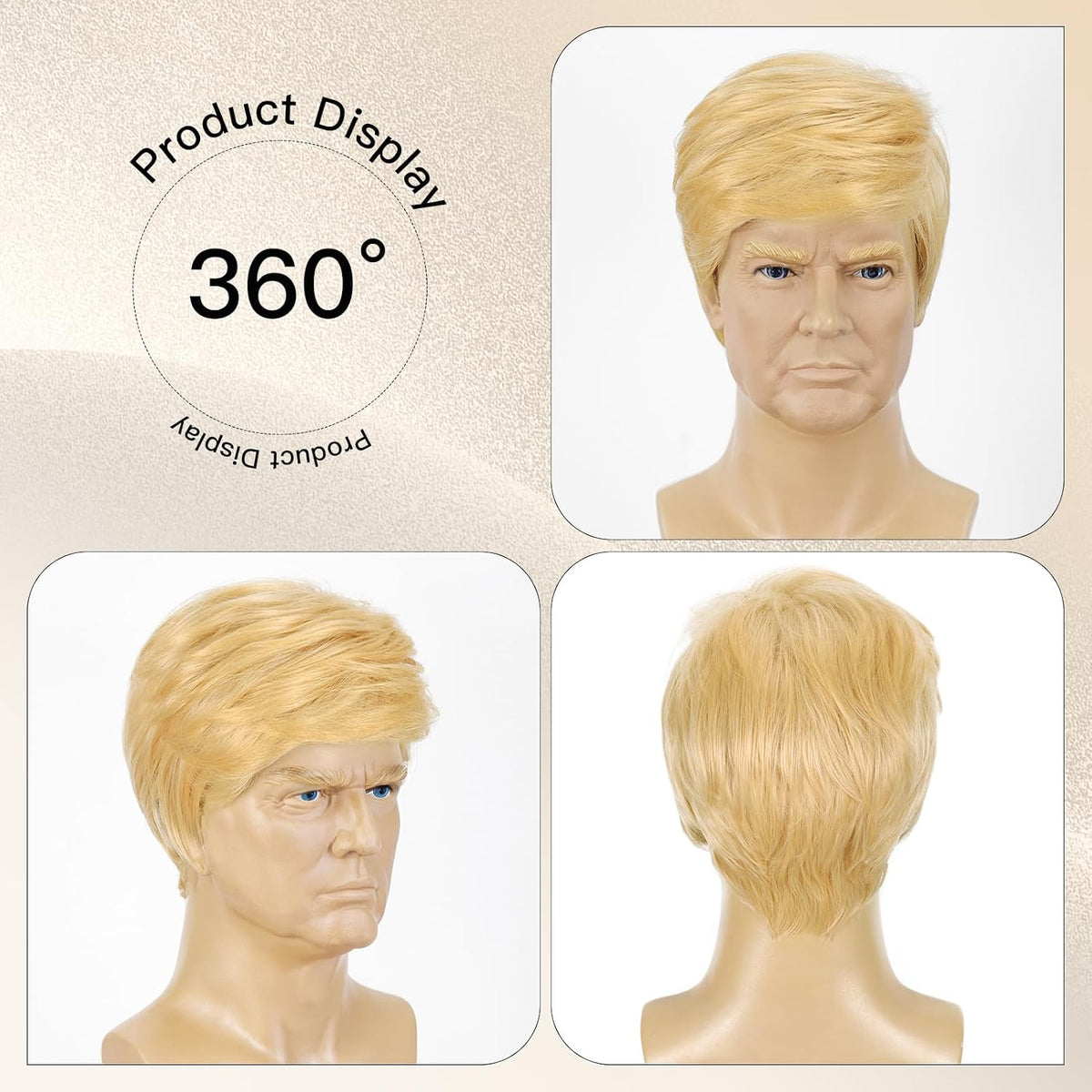 BCHR Peluca rubia para hombre, disfraz de Donald, pelucas rubias si...