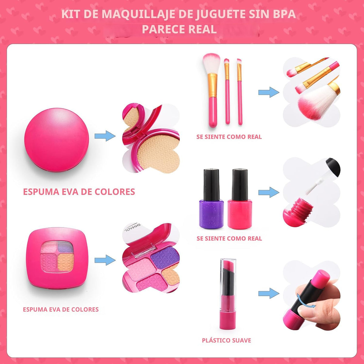 Kit de maquillaje de simulación para regalo de niña de 3, 4, 5 años...