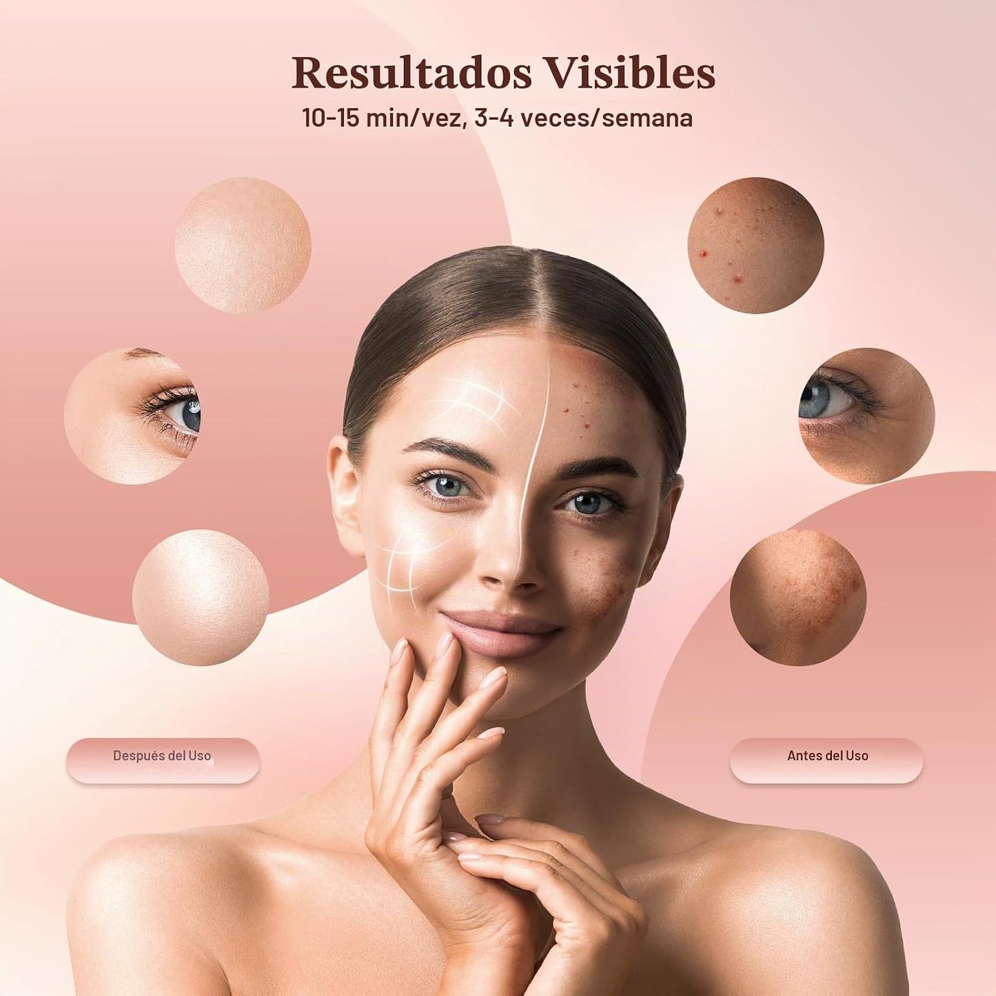 INTEO Terapia de Luz Roja para el Rostro, Máscara Facial LED Portát...