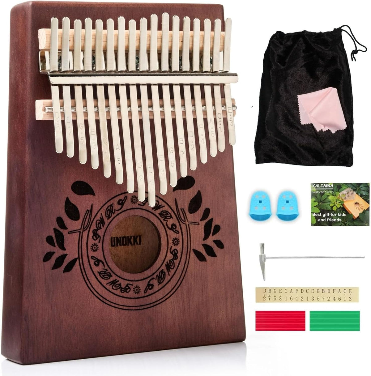 UNOKKI Piano de Pulgar Kalimba de 17 Teclas - Instrumento de Percus...