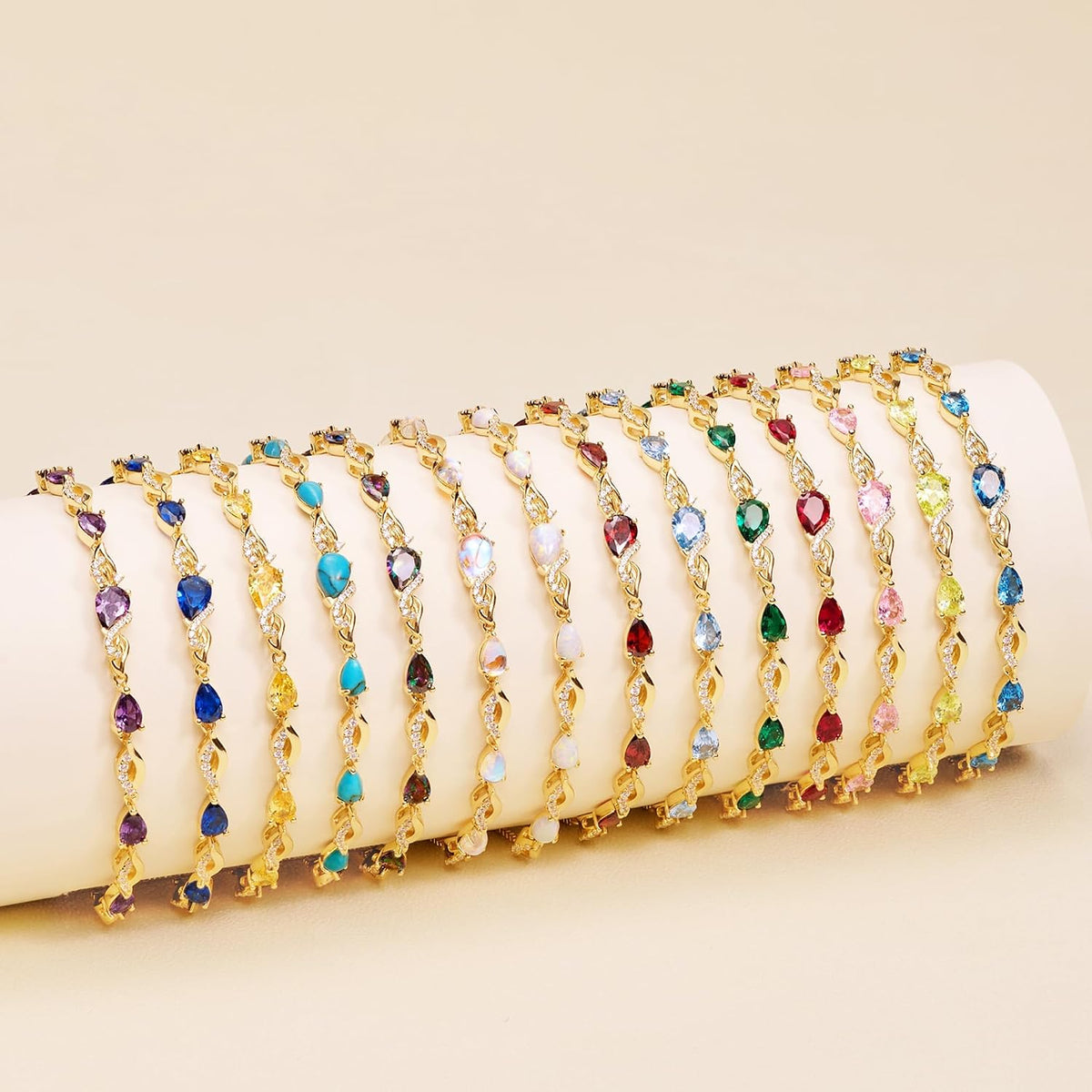 FANCIME Pulsera de tenis ajustable con piedra natal para mujer | Di...