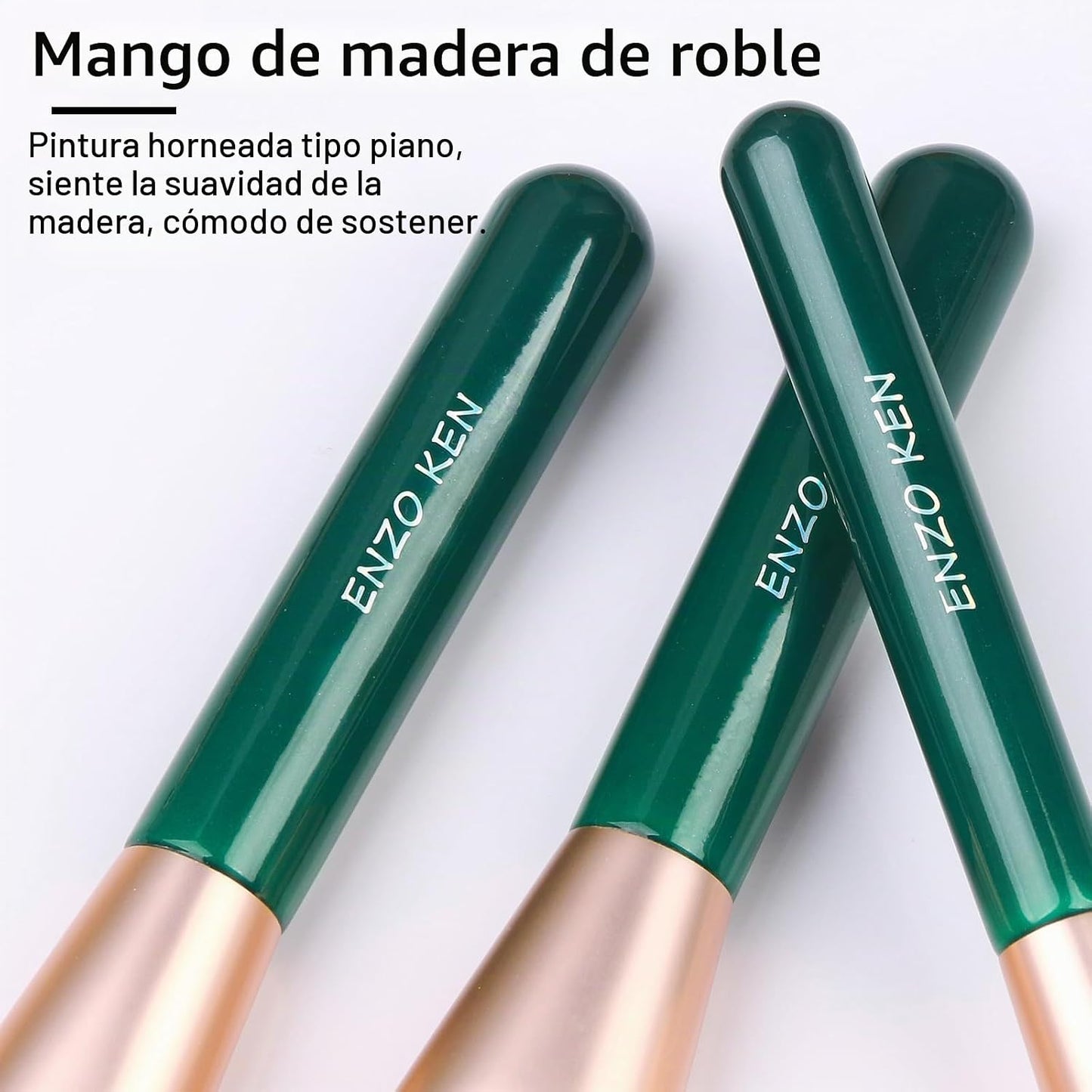 ENZO KEN Juego de brochas de maquillaje de fibra natural y pelo de...
