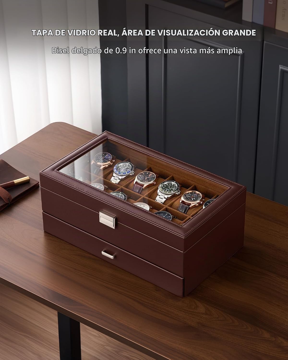 Lolalet Caja de reloj para hombre, caja de joyería para hombre de 1...