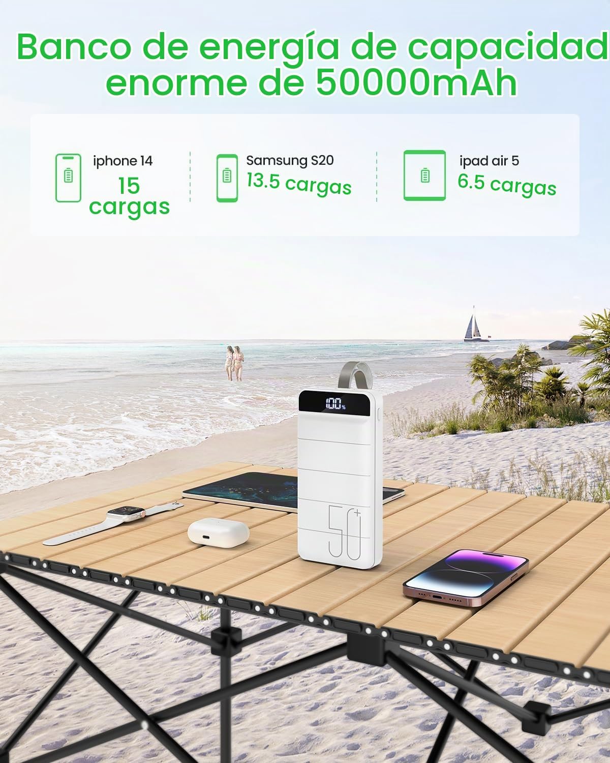 DAOLOT Banco de energía de carga rápida 50000mAh - 22.5W cargador p...