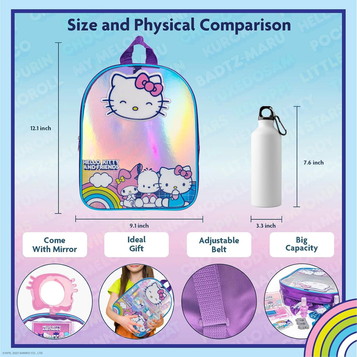 Hello Kitty - Juego de maquillaje de mochila con cosméticos y acces...