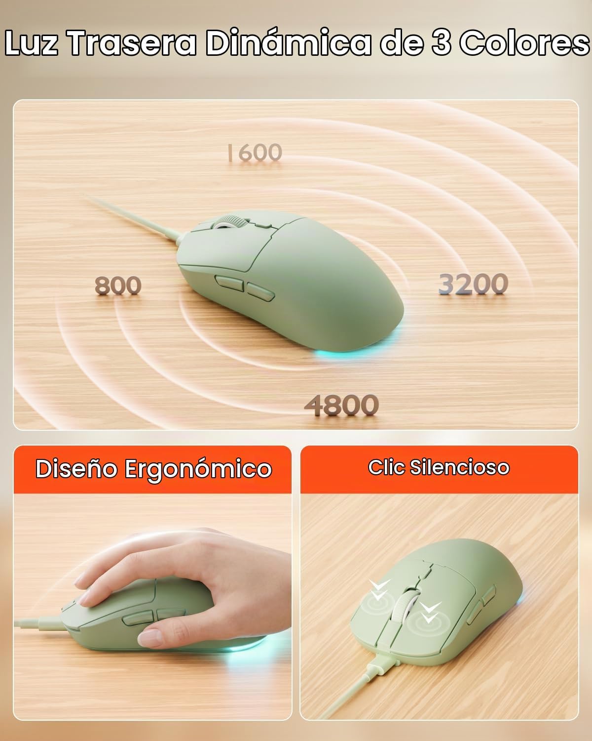Combo de teclado y mouse con cable EWEADN con reposamuñecas desmont...