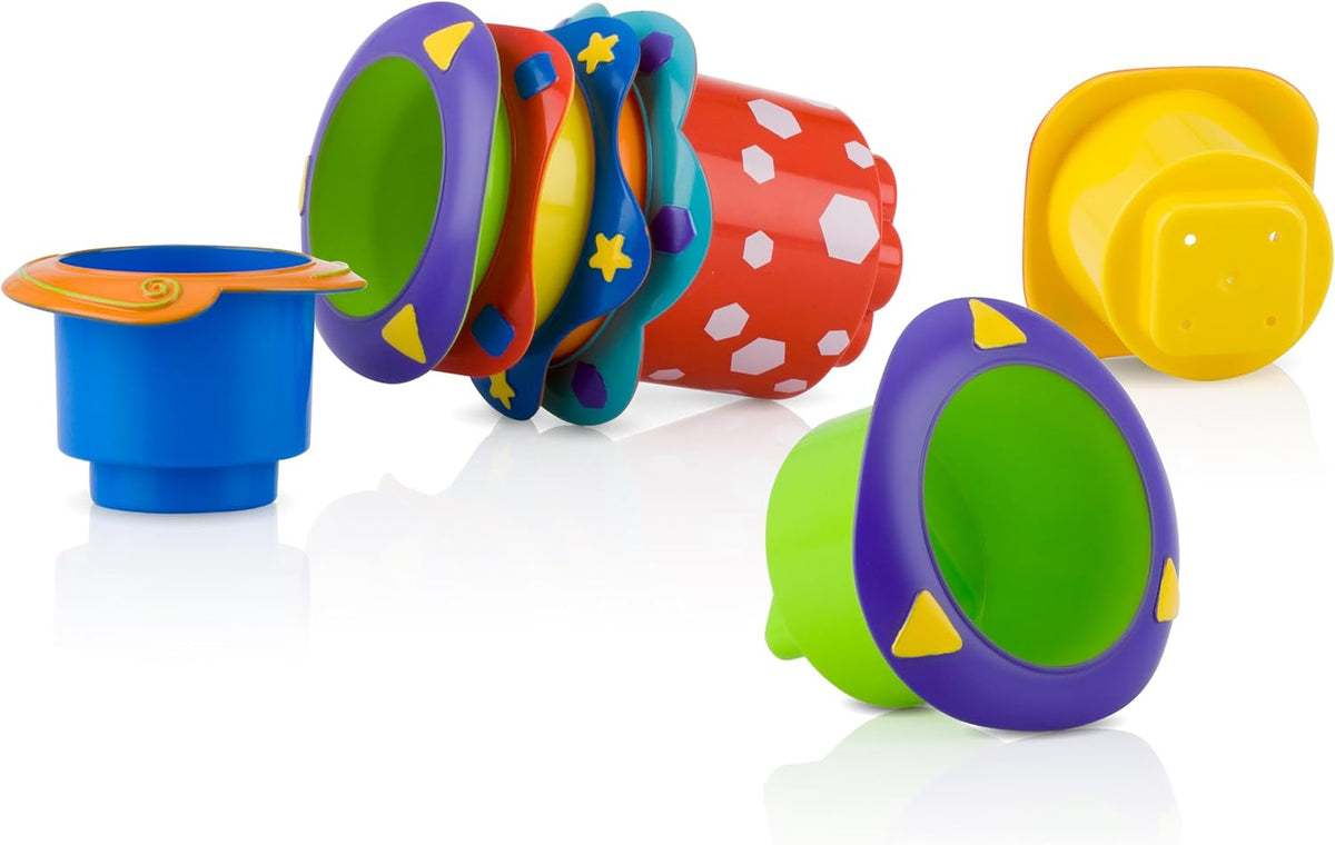 Nuby Tazas para Baño Apilables Splish Splash de 5 Piezas, Juguetes...
