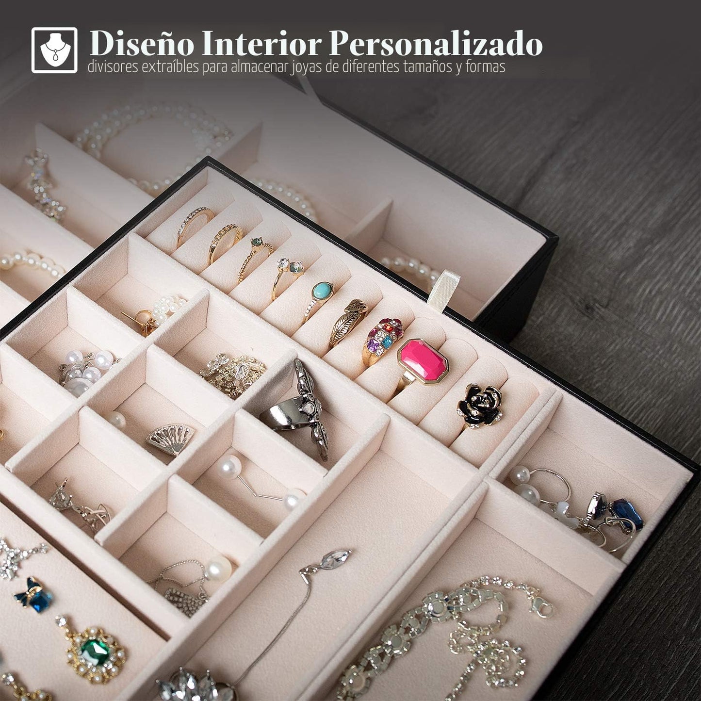 ProCase Caja de Joyas para Mujeres, 2 Capas Organizador de Joyas de...