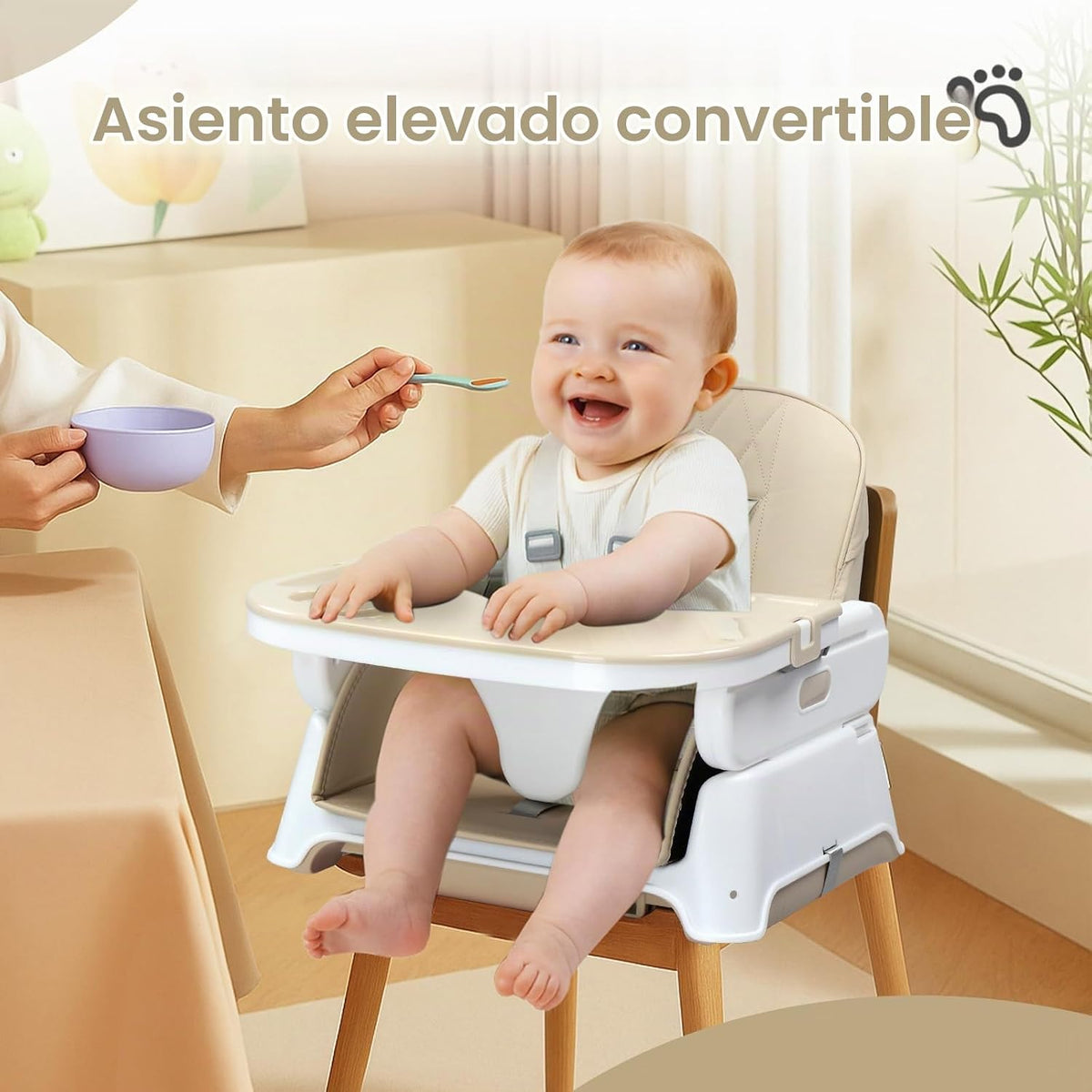 JOYMOR Silla alta 5 en 1 para bebés y niños pequeños, silla alta po...