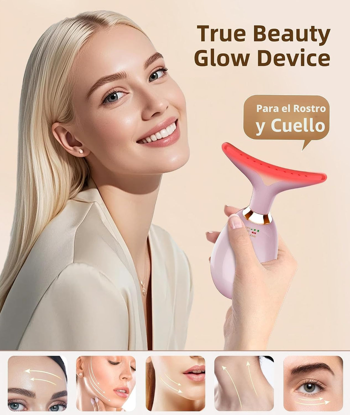 Jobazok Terapia de luz roja para cara y cuello, herramienta de masa...