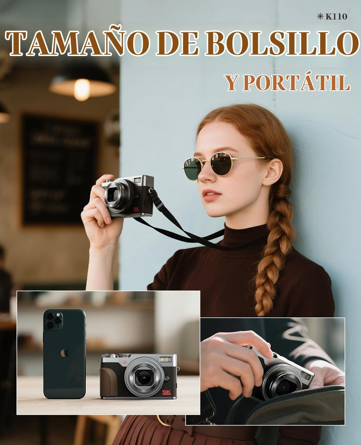 Cámara digital True 5K 64MP para fotografía, enfoque automático 18X...