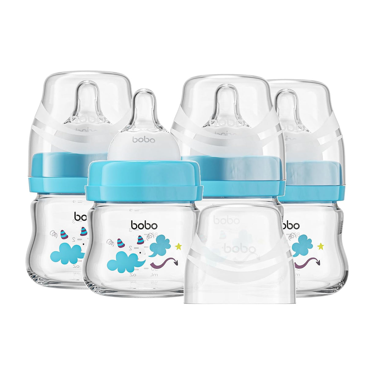 YOHKOH Biberones de vidrio para bebés con tetina de flujo lento, bi...