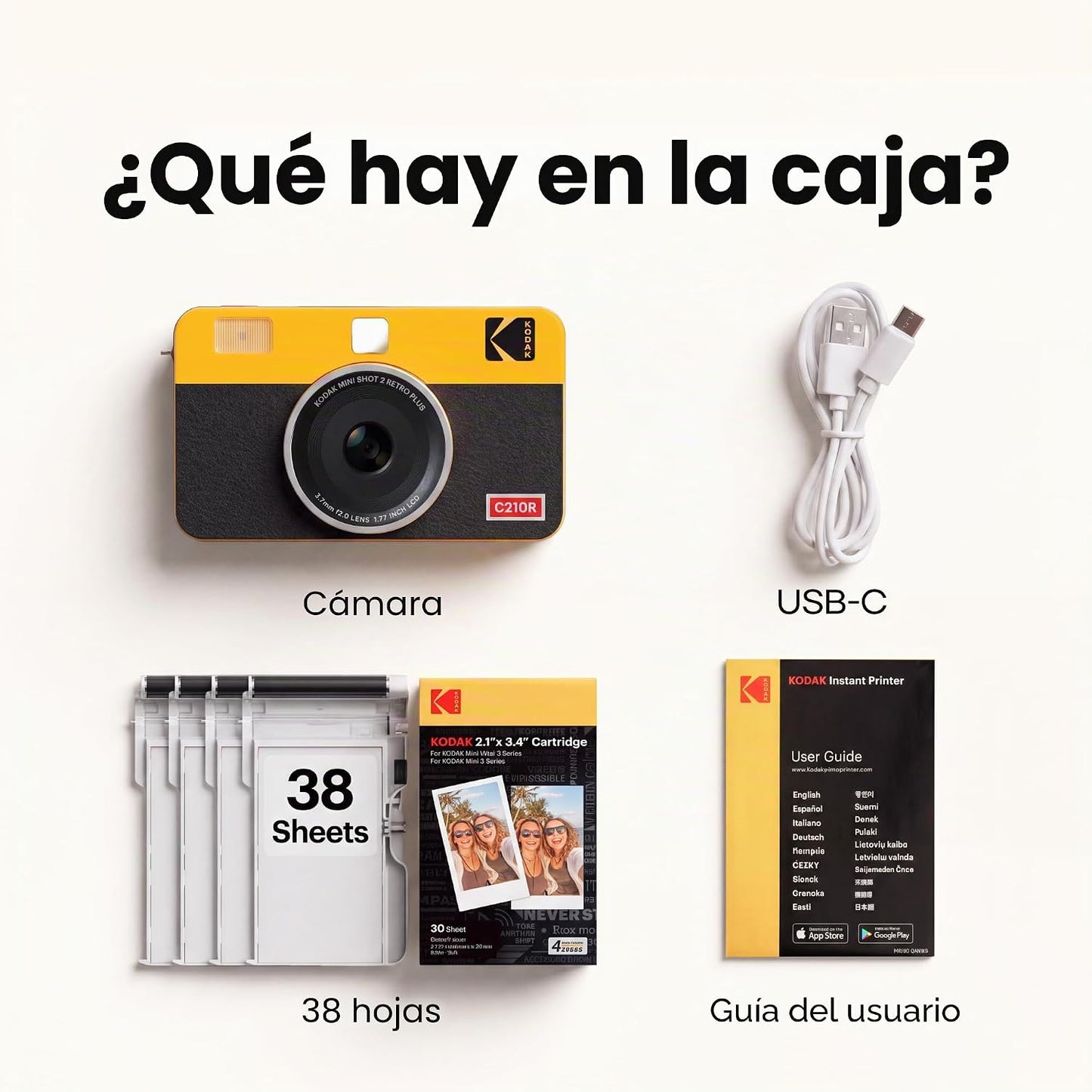 Kodak Mini Shot 2 Retro | Paquete de 68 hojas | Cámara instantánea...