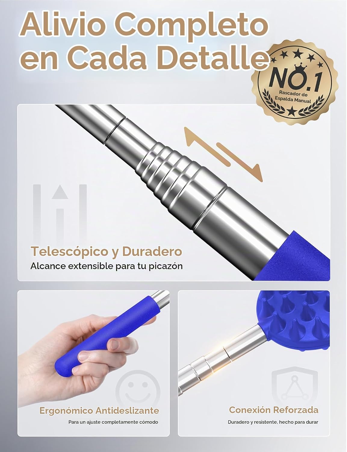 Rascador telescópico de espalda con 5 cabezas desmontables, regalo...