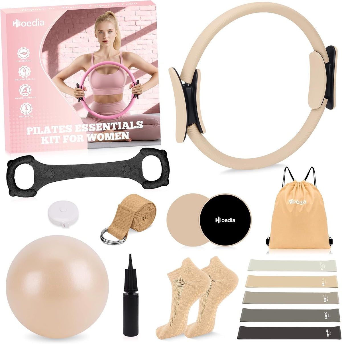 Hoedia Kit de Pilates de 17 Piezas para Mujeres, Equipo de Pilates...