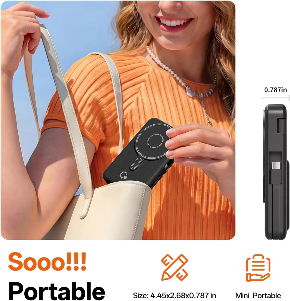 Q Cargador portátil inalámbrico magnético de 10,000 mAh, batería ex...