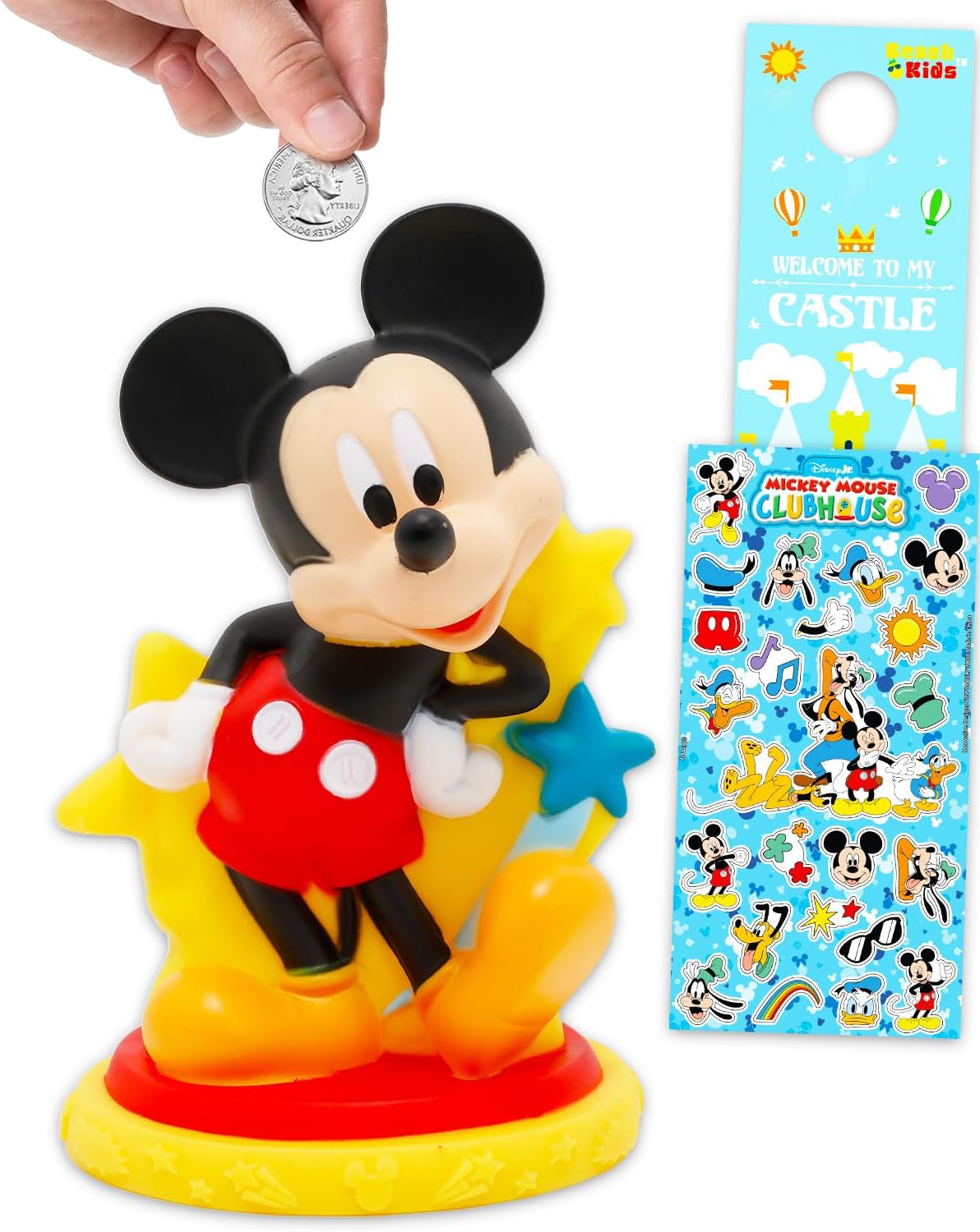Mickey Mouse - Alcancía para niños, paquete con tarro de ahorro de...