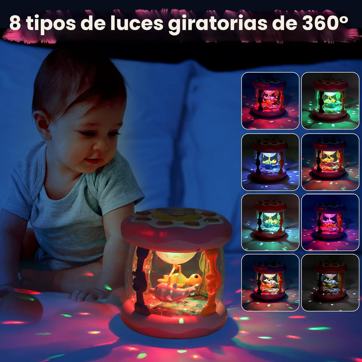 Juguetes para bebé niña, tiempo boca abajo, musical, iluminado, océ...