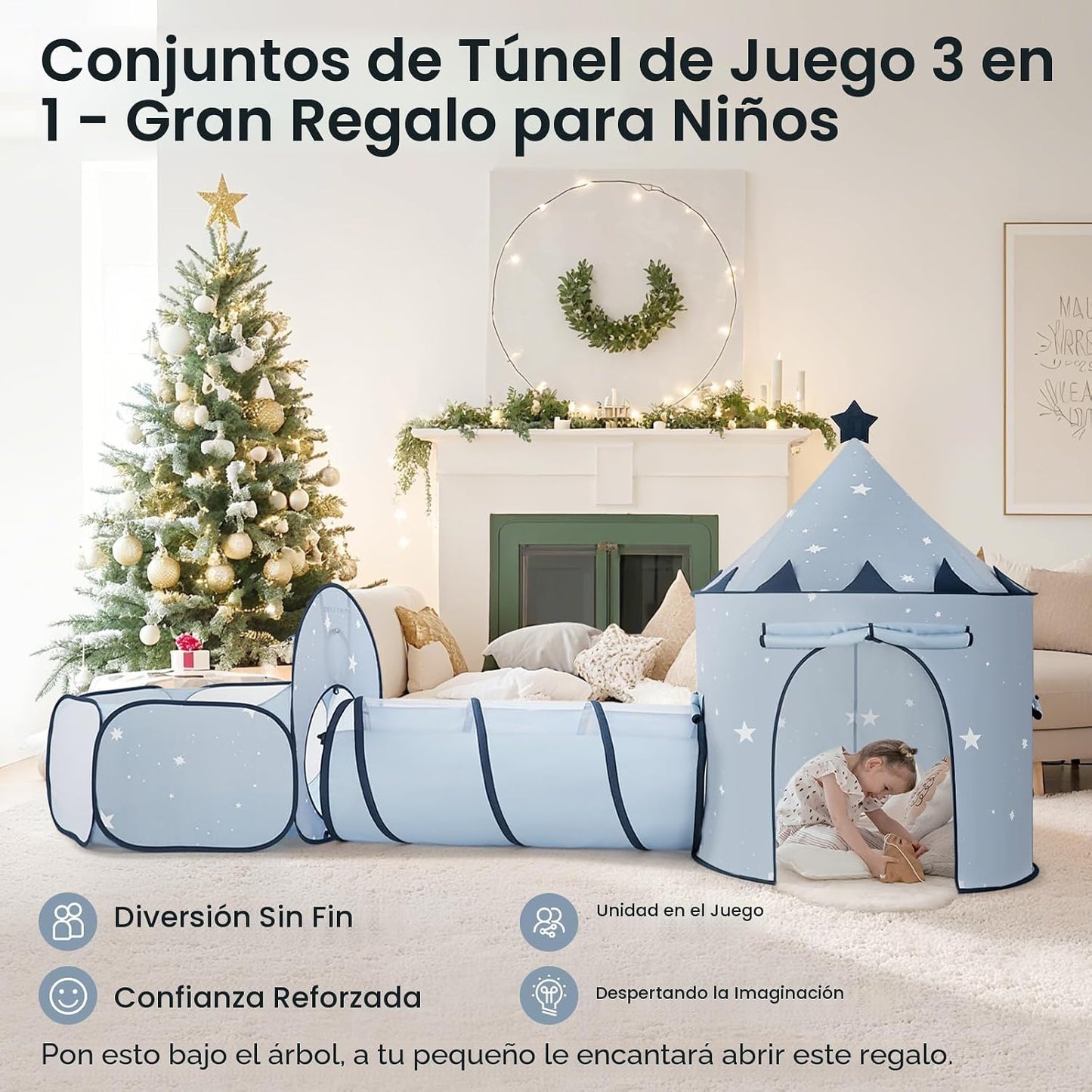 Tiny Land Túnel de bebé 3 en 1 para niños pequeños con piscina de p...