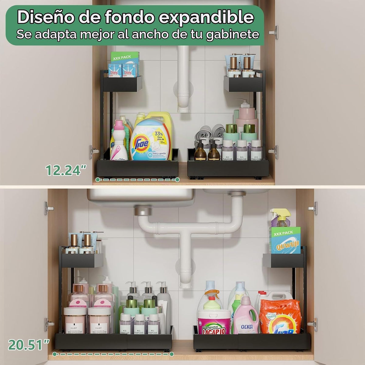 REALINN Organizadores y almacenamiento ampliables para debajo del f...