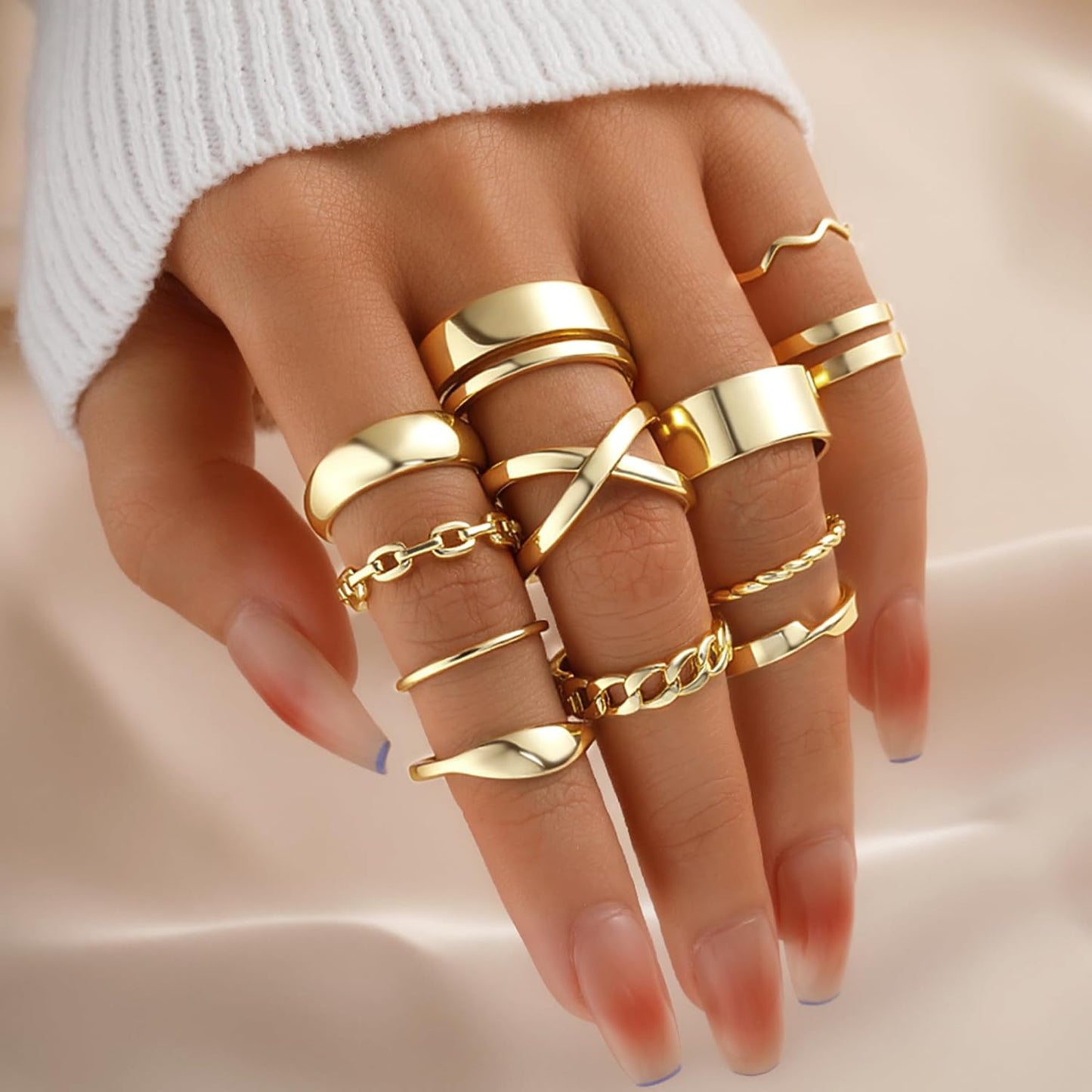 YEEZII Juego de 25 anillos dorados para nudillos para mujer, lindos...