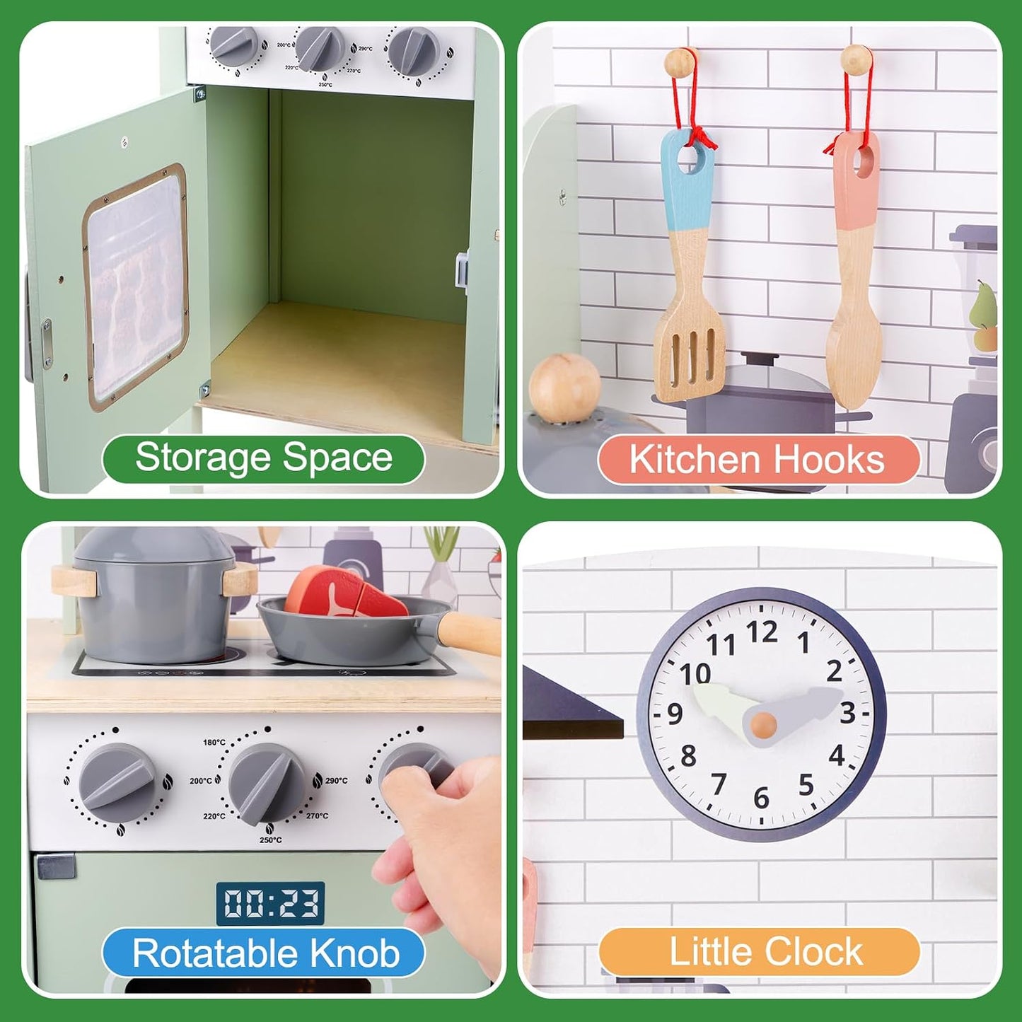Juego de cocina de madera para niños pequeños de 1 a 3 años, juego...