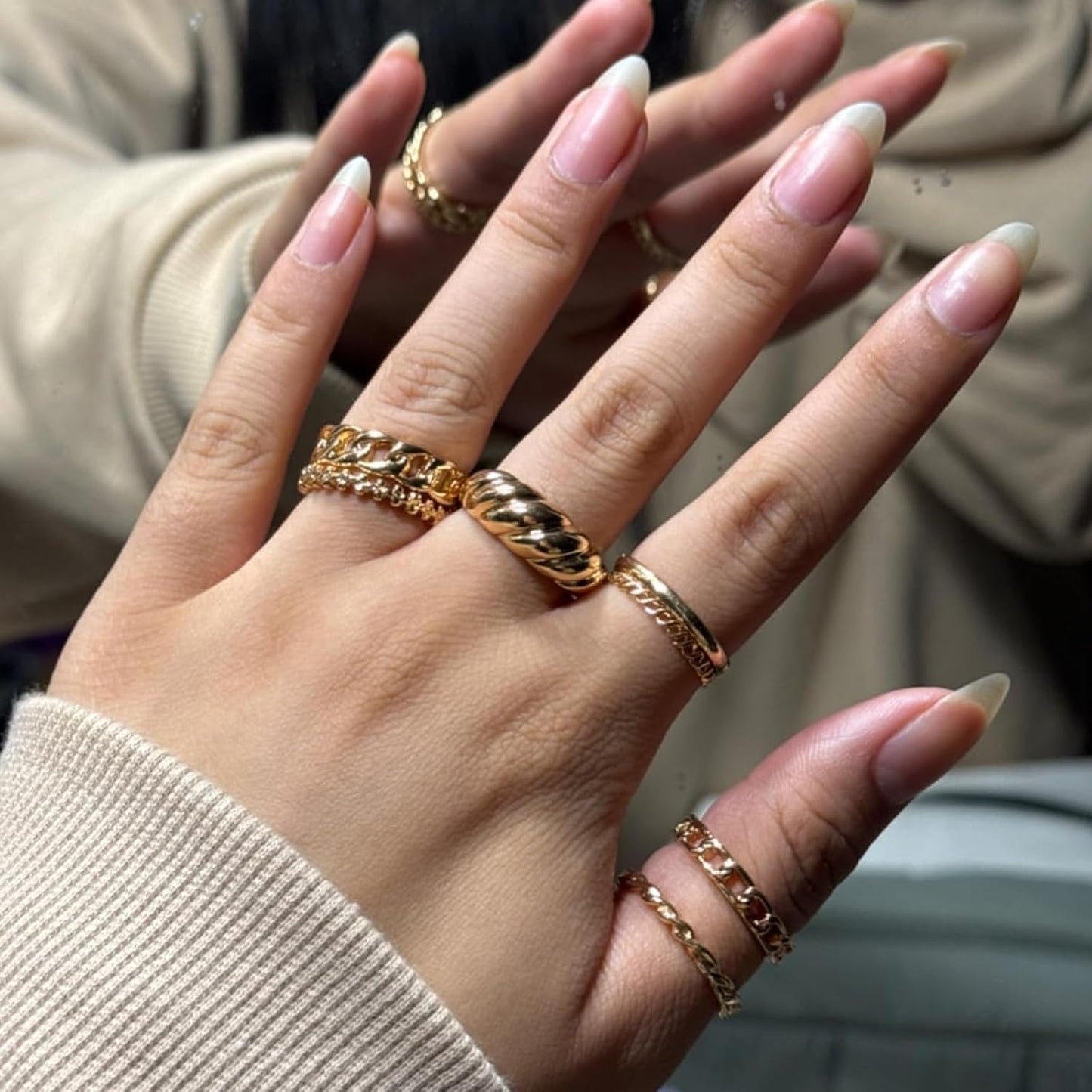 YEEZII Juego de 68 anillos para nudillos, dorados, para mujeres, ap...