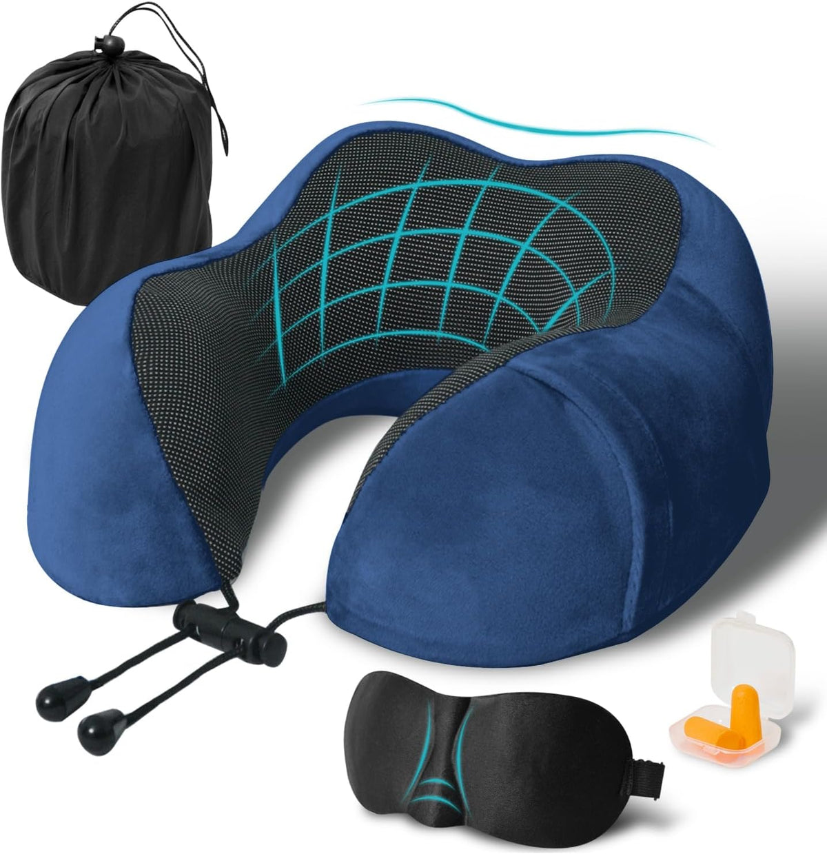 Almohada de viaje, almohada de cuello de espuma viscoelástica para...