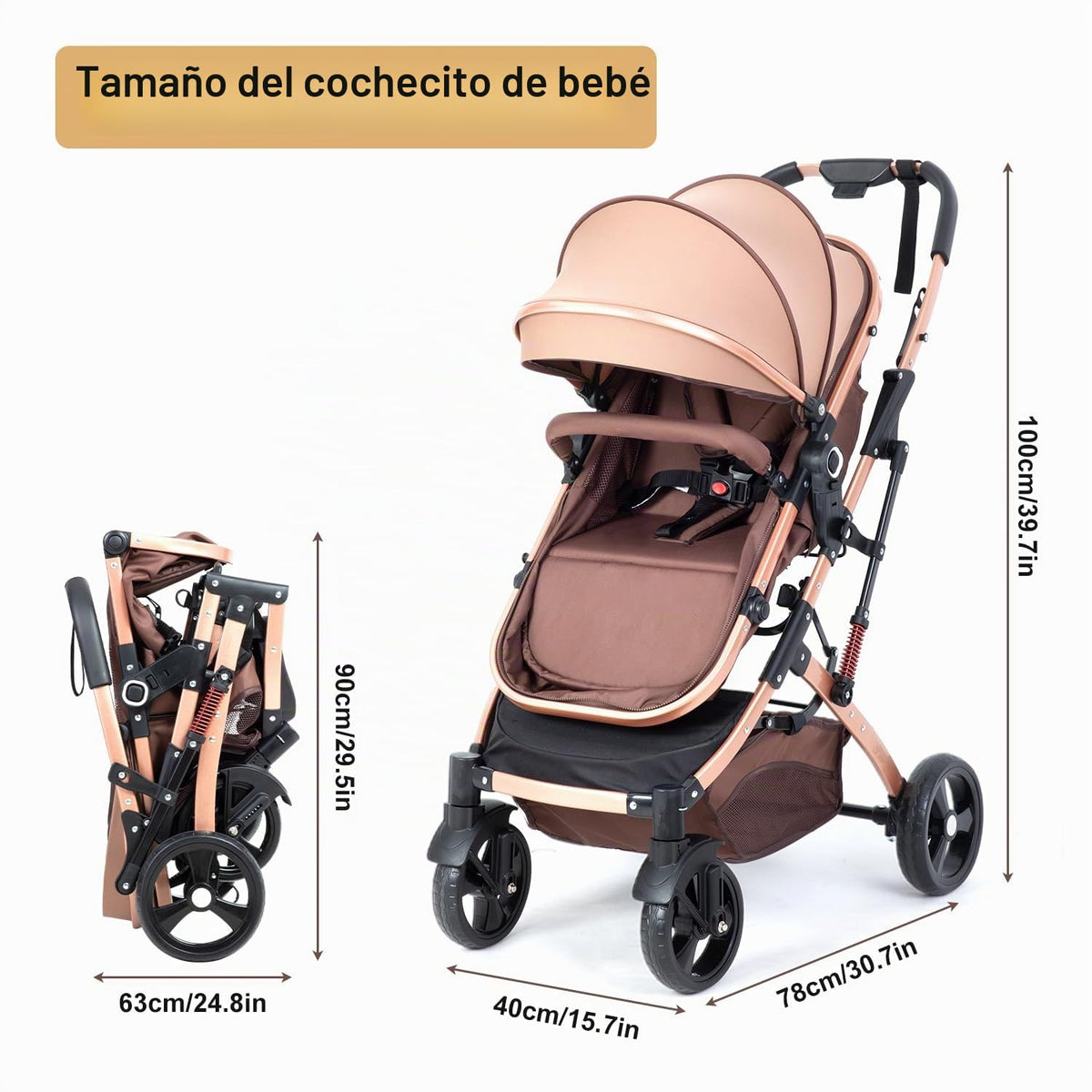 Cochecito de bebé reversible para recién nacido 2 en 1, cochecito d...