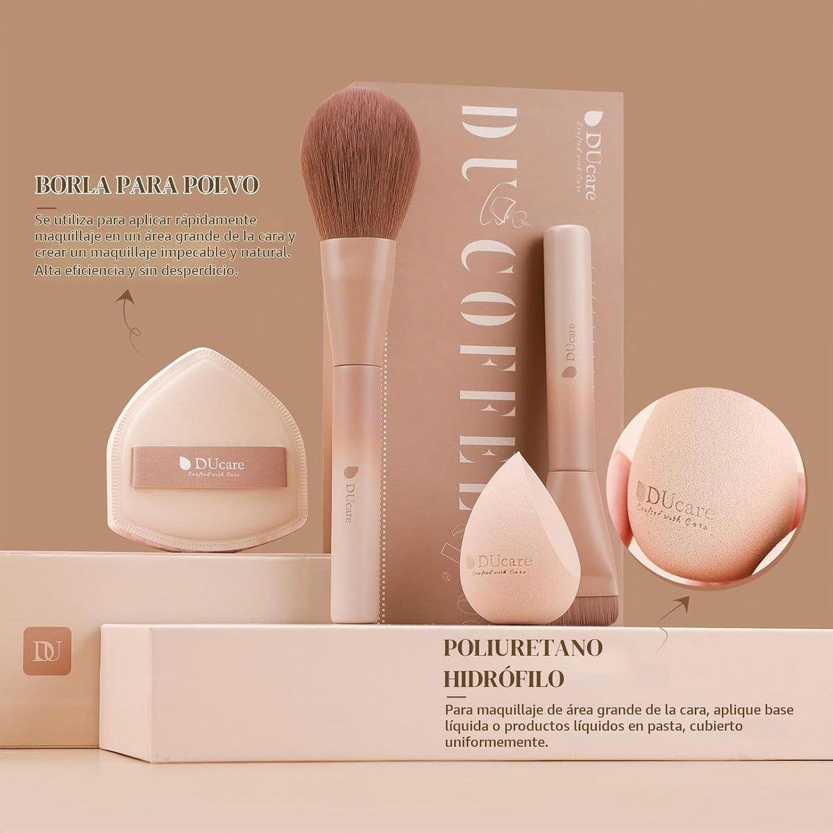 DUcare Juego de 14 brochas de maquillaje, 12 brochas de maquillaje...