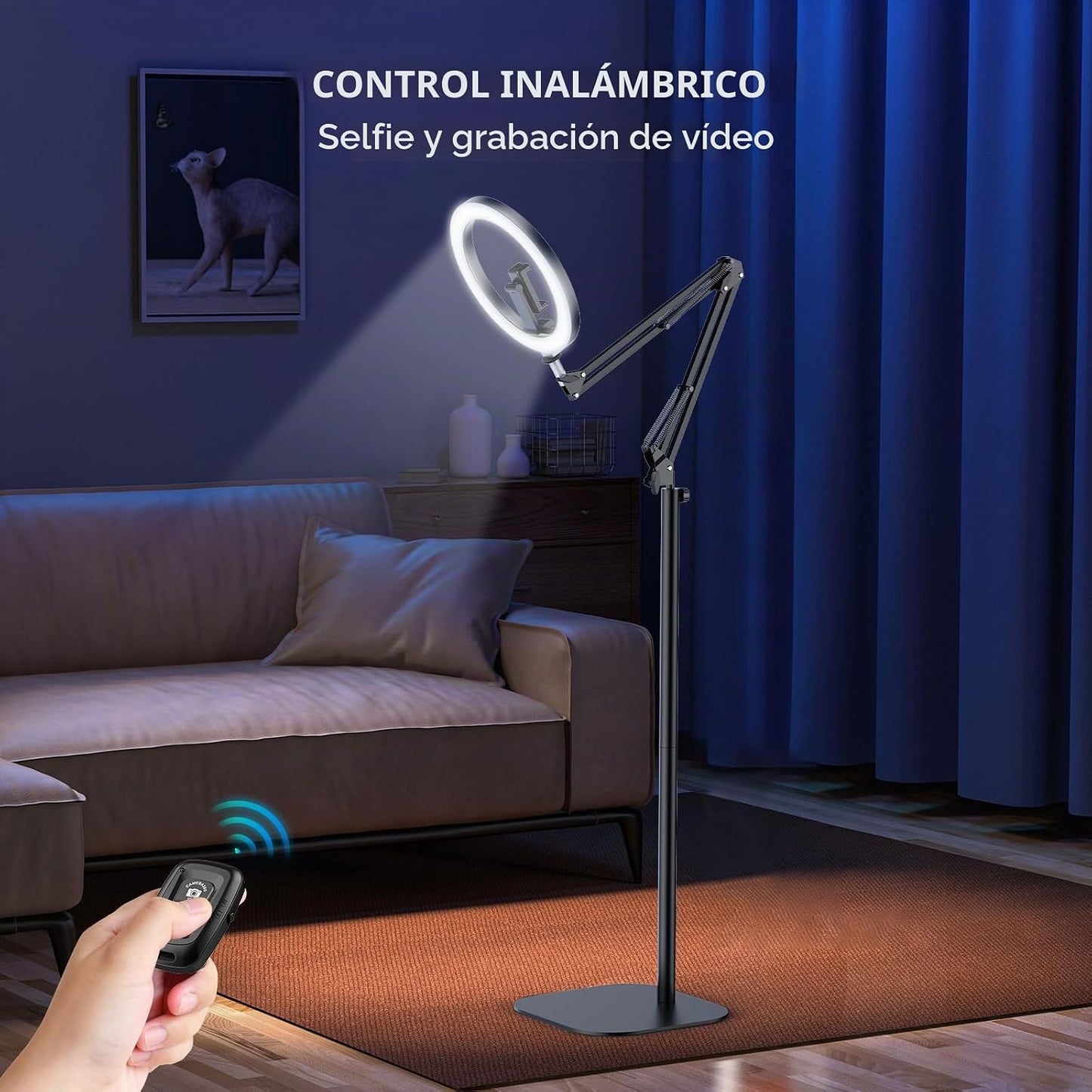 Anillo de luz de 10 pulgadas con trípode para iPhone, soporte de cá...