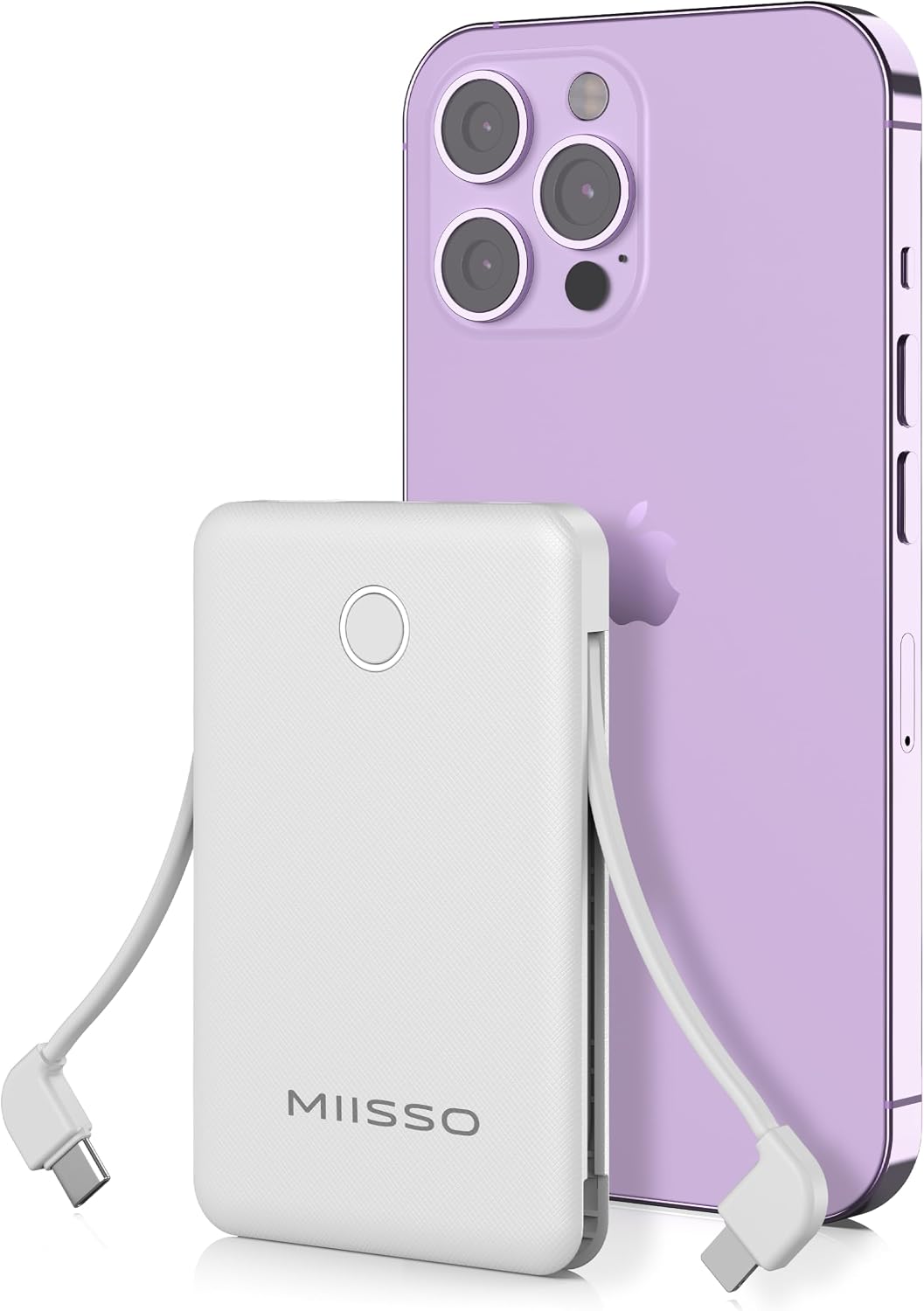 miisso - Batería externa de 6000 mAh ultradelgada con cables incorp...