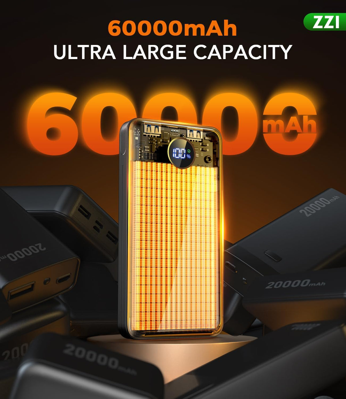 Cargador Portátil Banco de Energía, Paquete de Batería de 60000mAh...