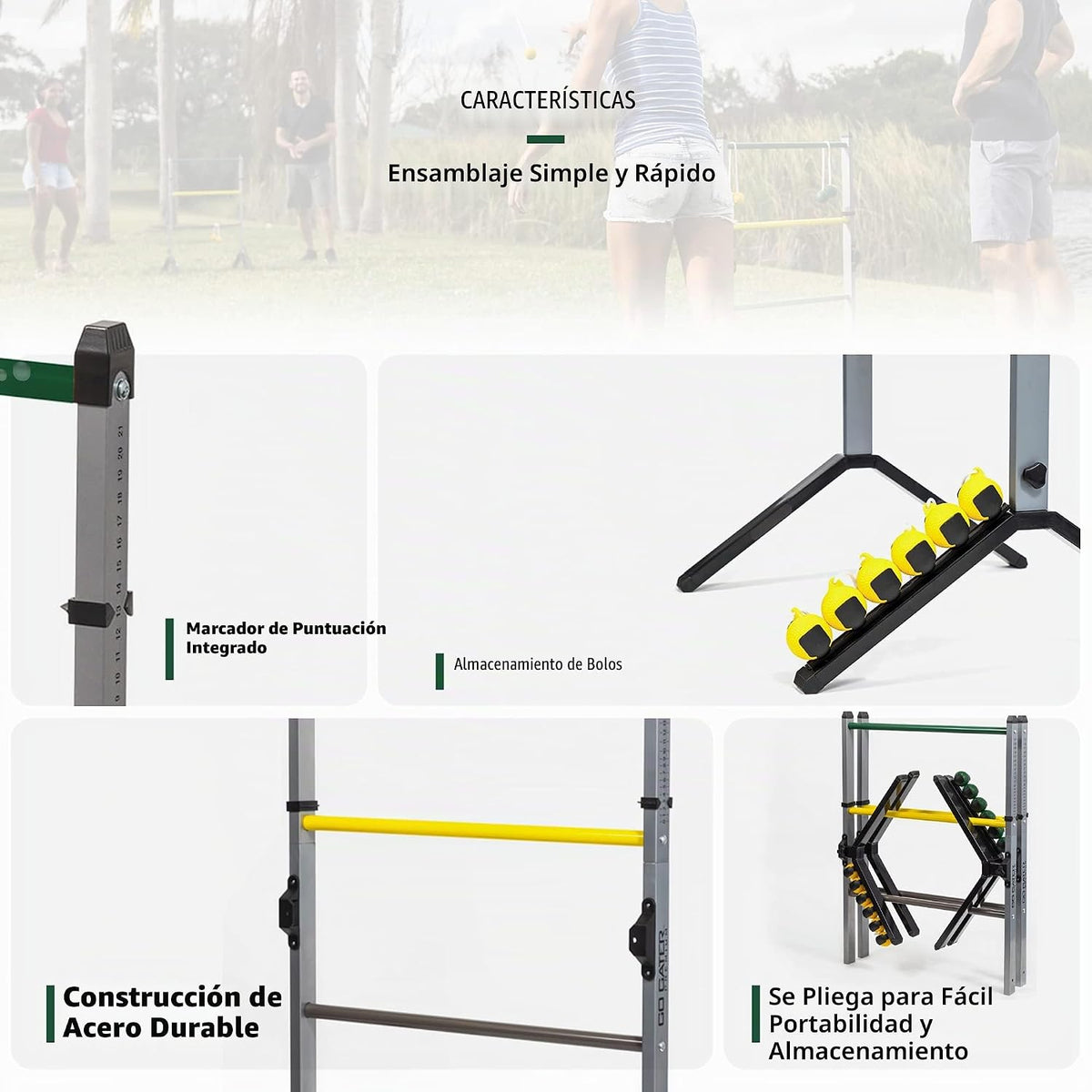 EastPoint Go Gater Ladderball Set, 2 escaleras de acero, 6 bolos, j...
