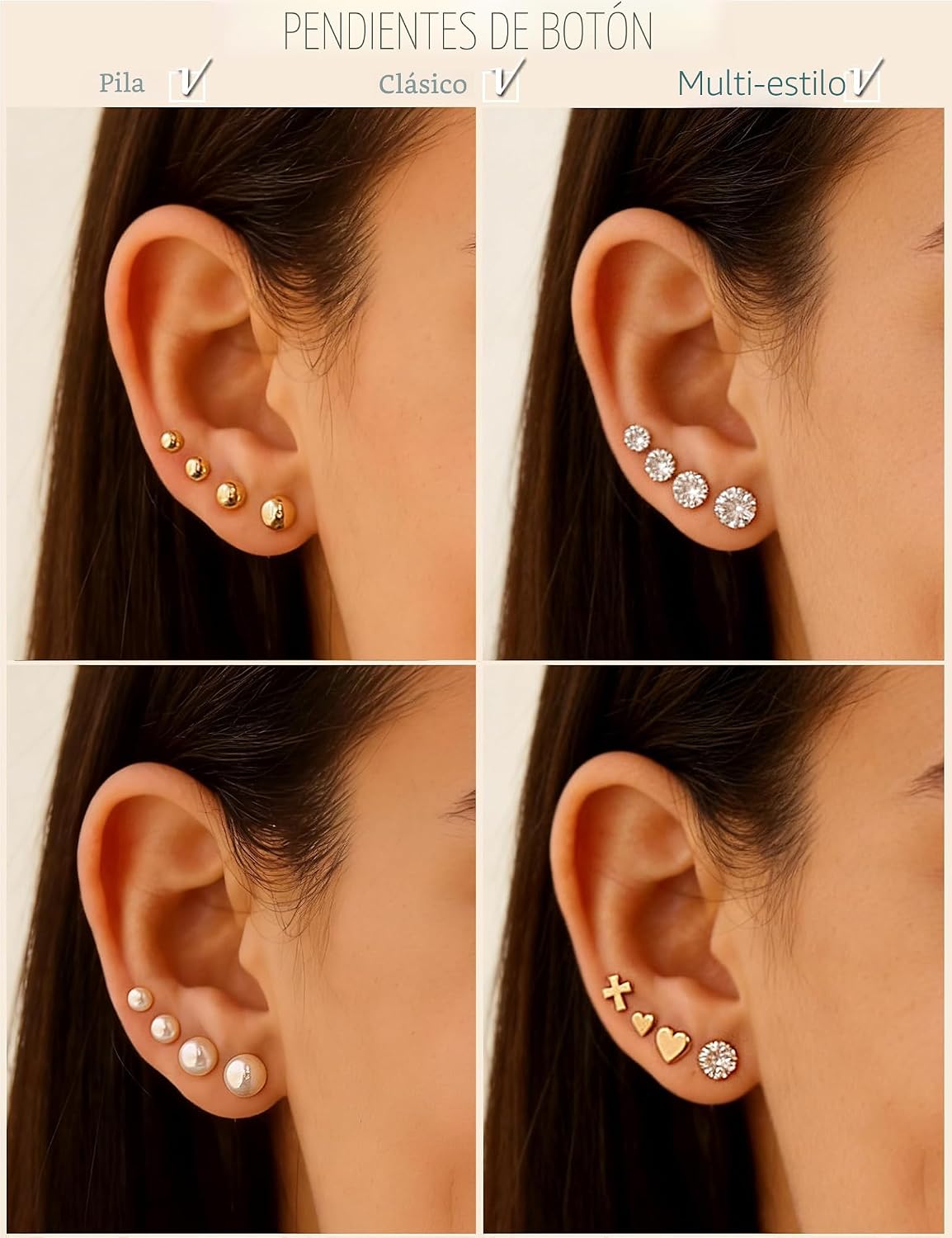 Juego de 75 Pares de Pendientes de Oro para Mujer, Pendientes de Ar...