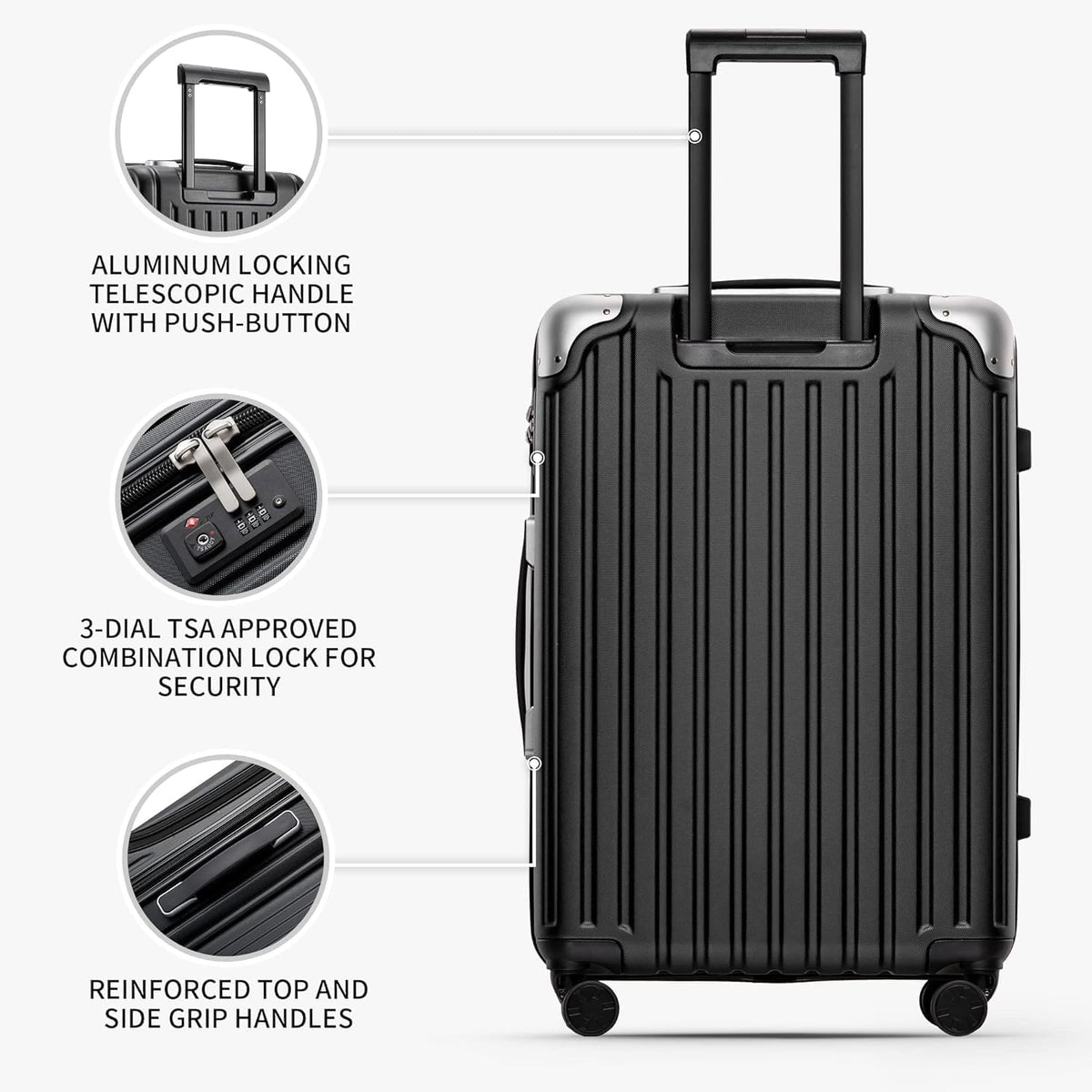 LEVEL8 Equipaje Grace, Negro - | 20 pulgadas expandible, ABS + PC c...
