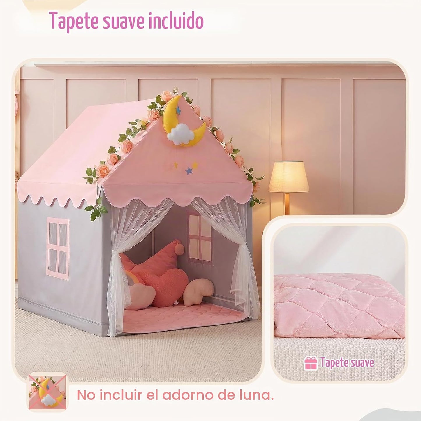 GeeSound Tienda de campaña para niños para niñas en el interior: co...
