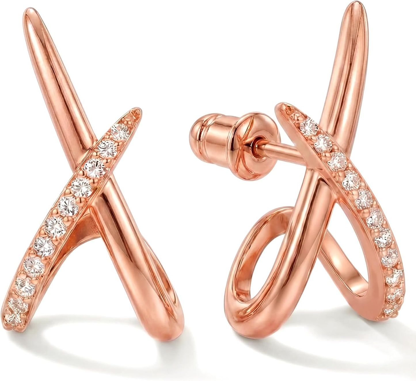 Aretes de oro para mujer a la moda, aretes de tuerca de oro de 14 q...