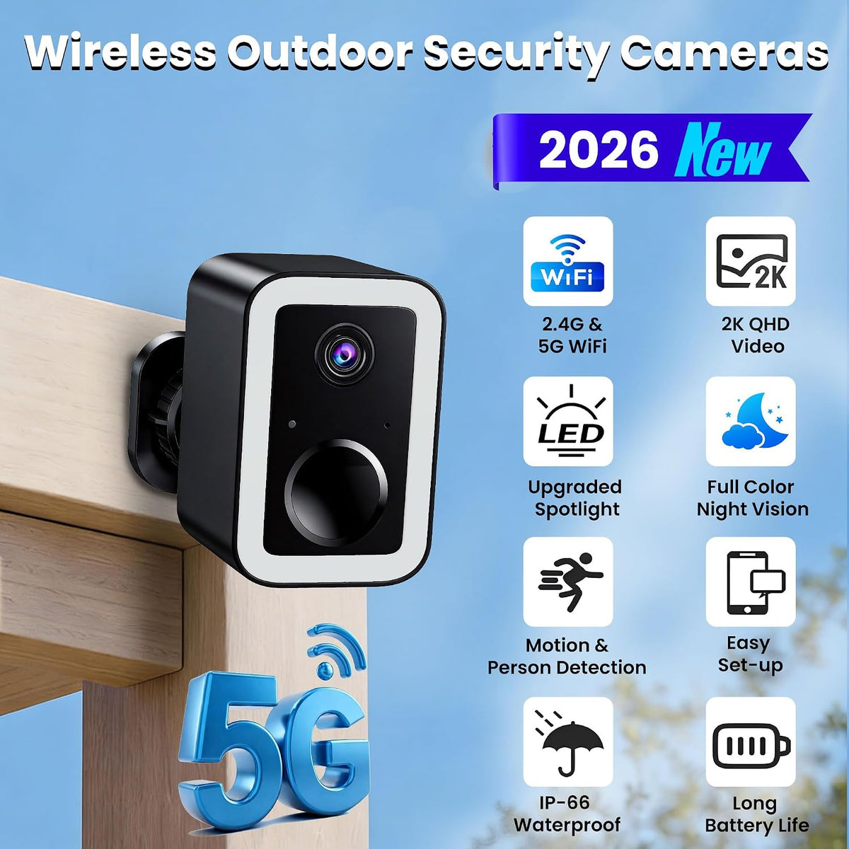 Cámaras de seguridad 2K actualizadas 2026 inalámbricas para exterio...