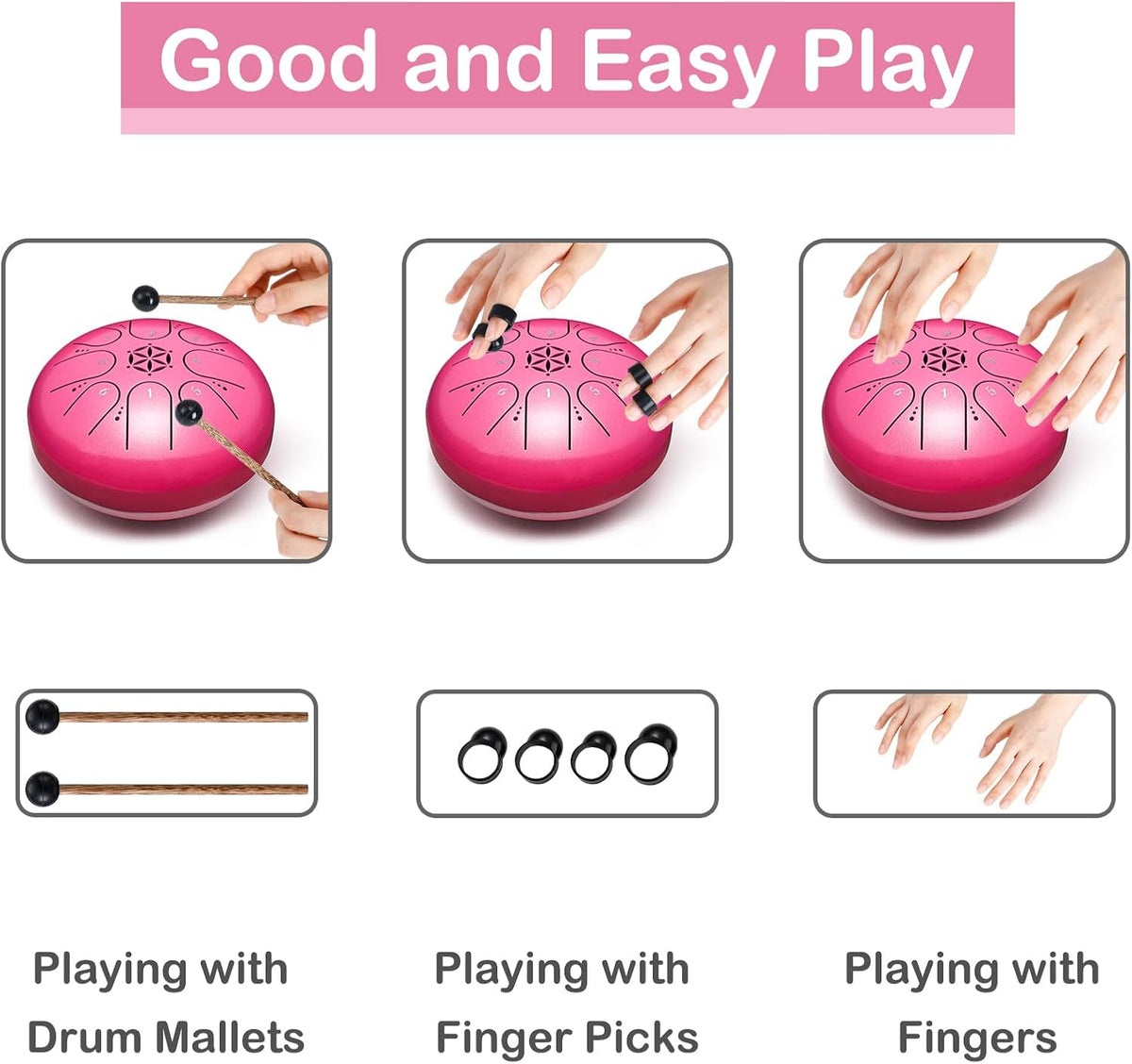 Tambor de lengua de acero 6 pulgadas 8 notas instrumento musical, r...