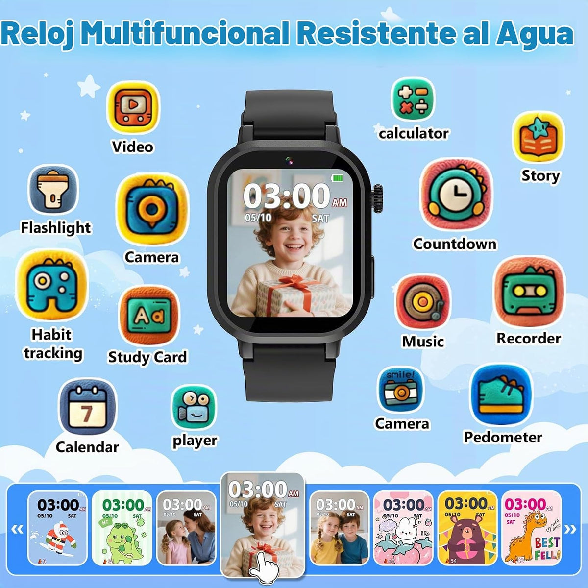 Wiszodet Reloj inteligente impermeable para niños, regalo para niño...