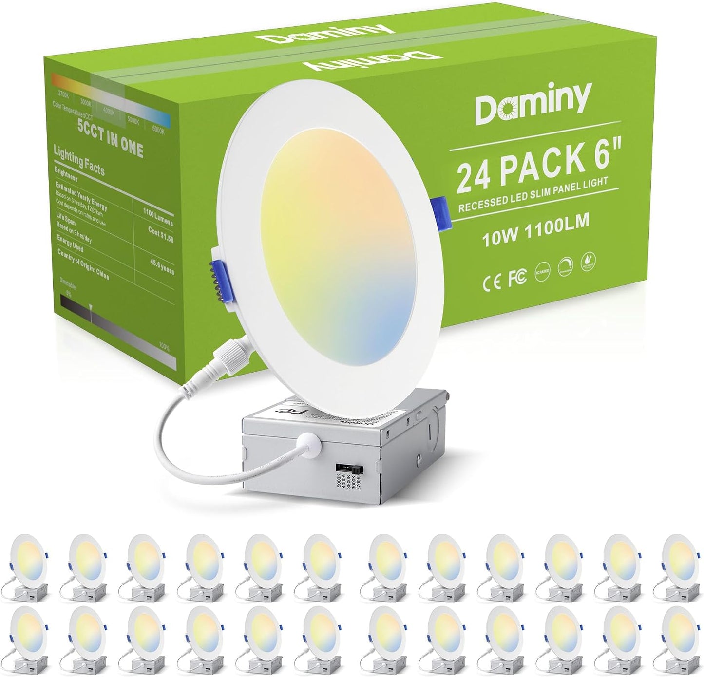 DAMINY - Paquete de 24 luces LED empotradas de 6 pulgadas con caja...