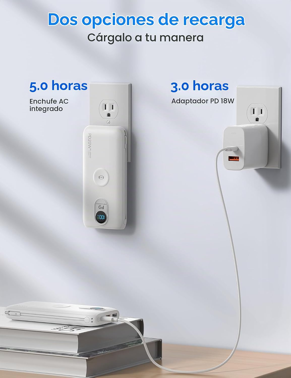 LENGSUM Cargador portátil, cargador de batería de carga rápida de 1...