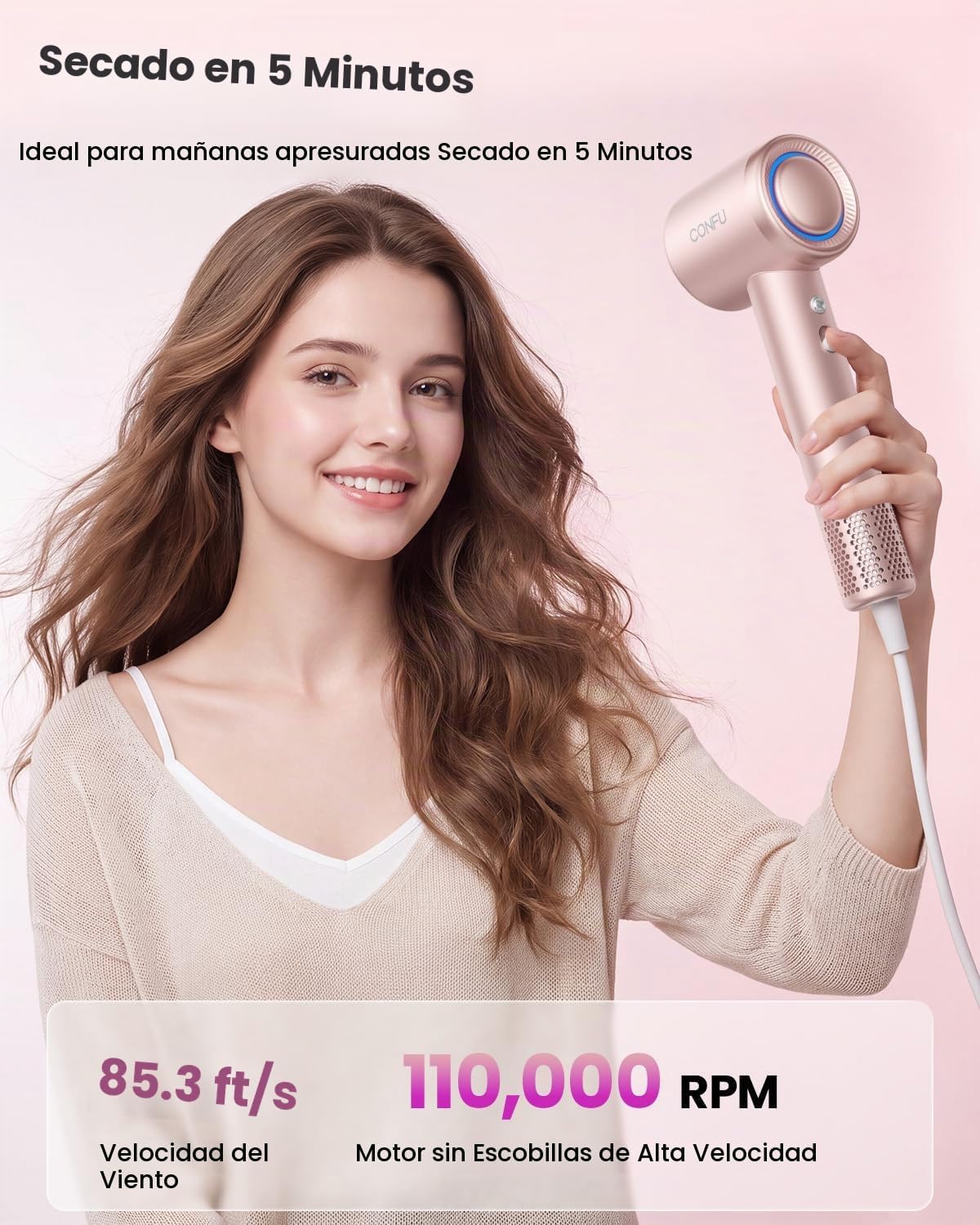 Secador de pelo con difusor, secadores de pelo CONFU para mujeres,...