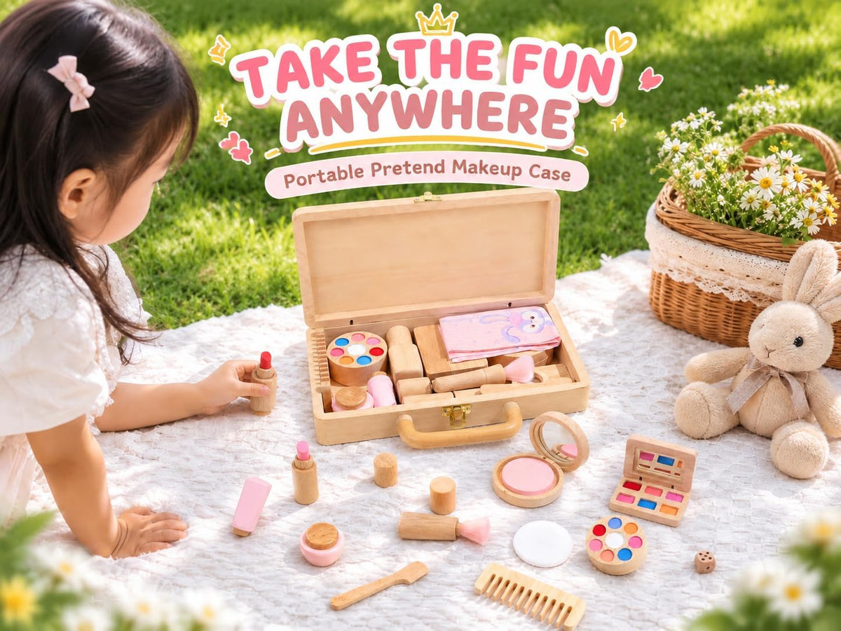 Juego de tocador de madera para niñas, salón de belleza con espejo...
