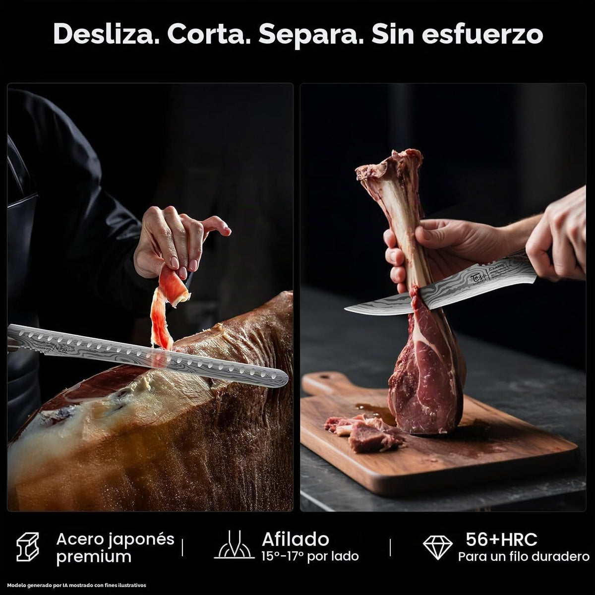 SYOKAMI Juego de cuchillos para rebanar brisket, cuchillos de trinc...