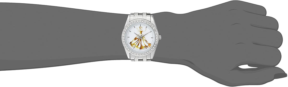 Disney Reloj de cuarzo analógico redondo brillante para adultos