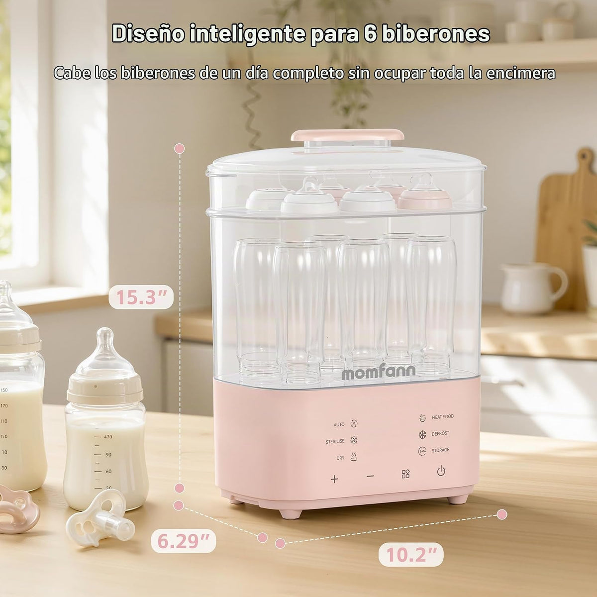 MOMFANN Esterilizador y secador de biberones para biberones, chupet...