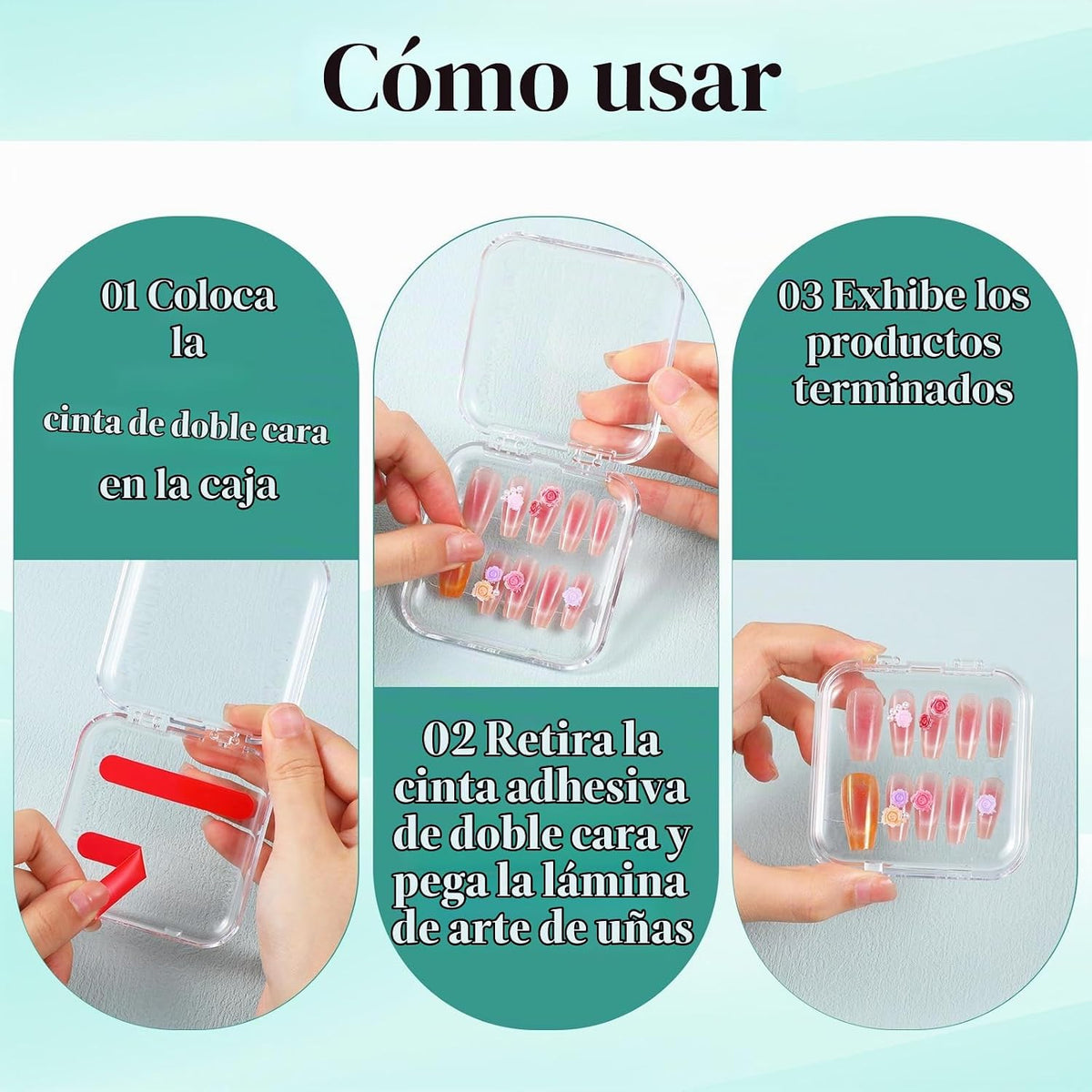 30 piezas de caja de uñas a presión, caja de almacenamiento de uñas...