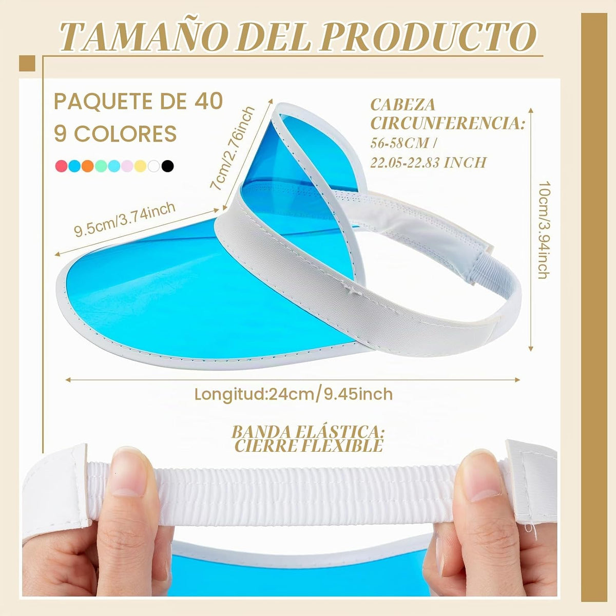 Vabean Paquete de 40 sombreros de plástico con visera solar para mu...